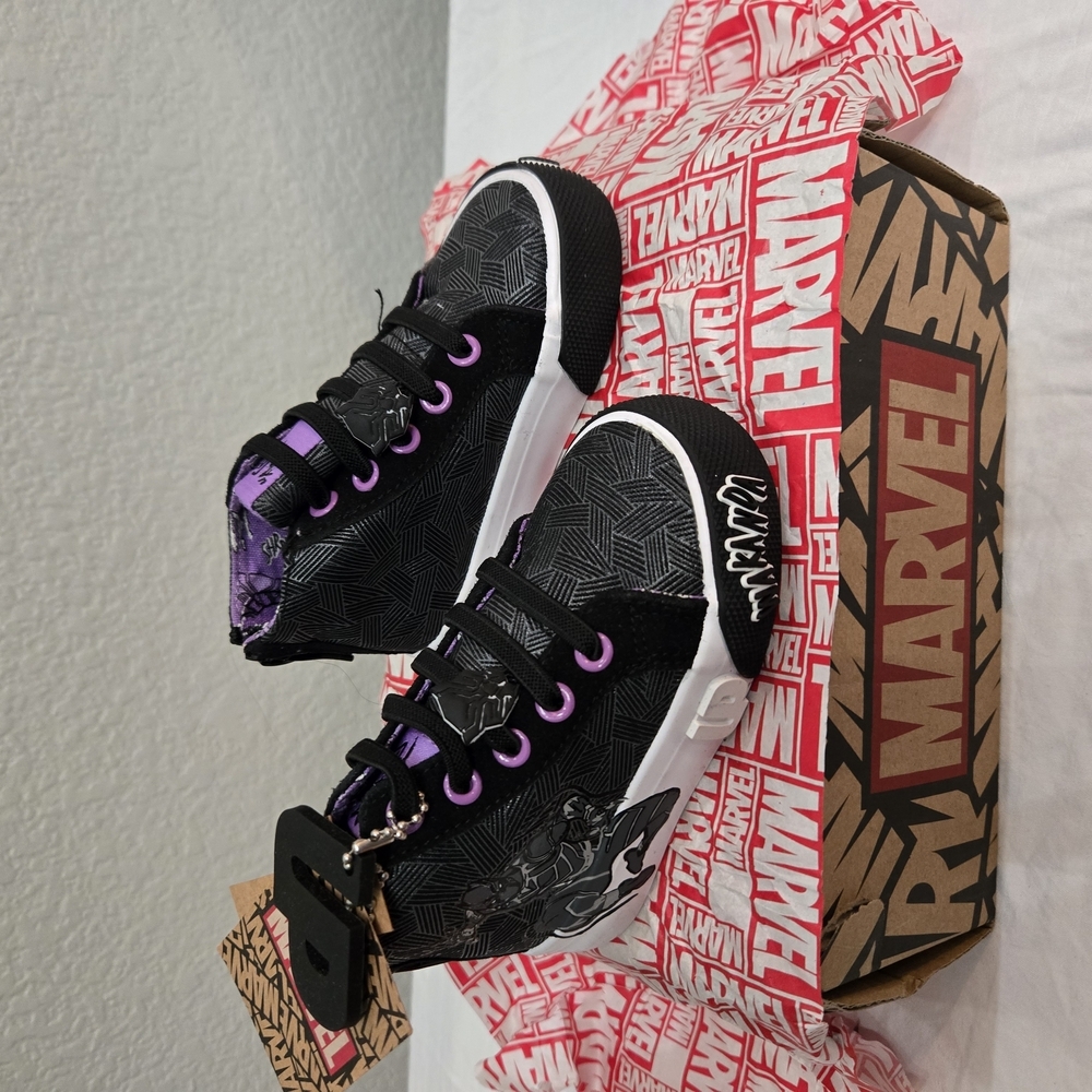Marvel Black and Purple High-Top Sneakers